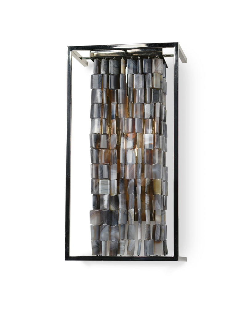 Alex 17 Inch Sconce shown in Polished Nickel with Striped Agate