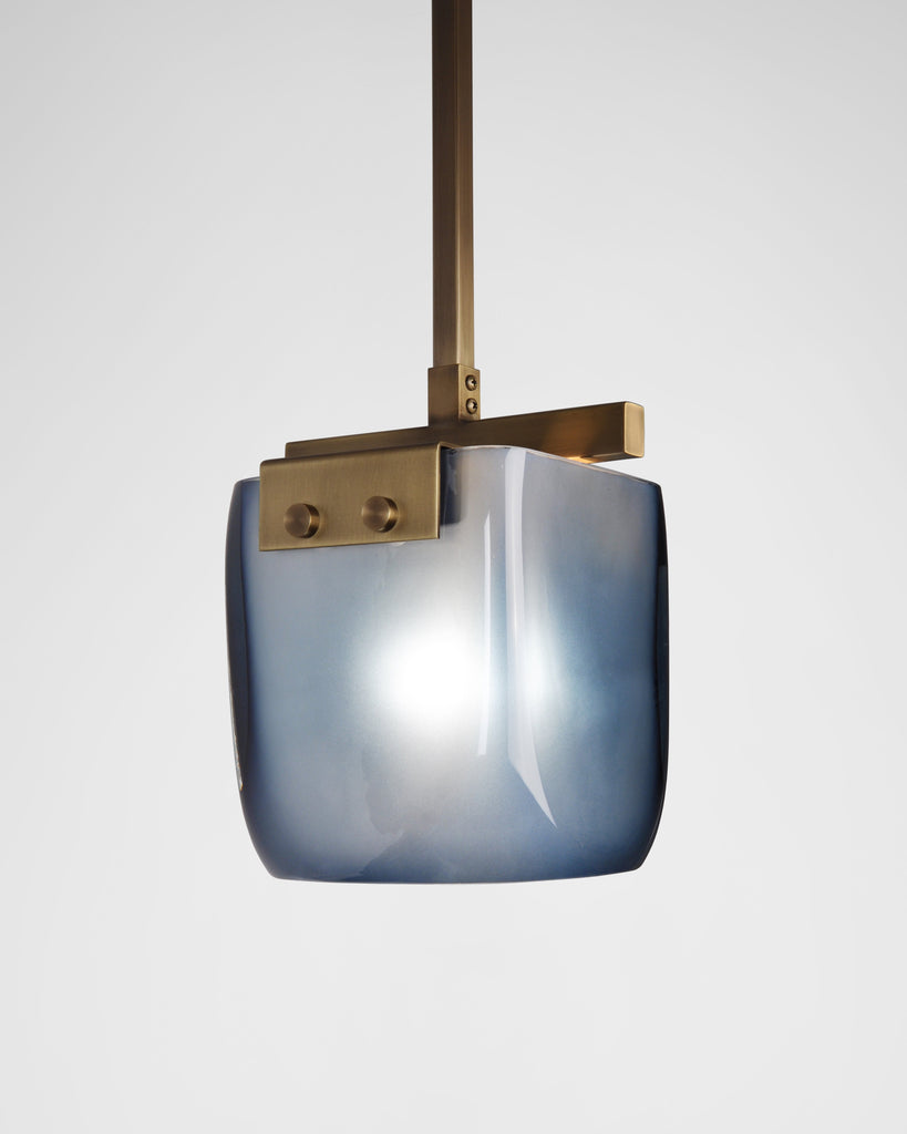 Light Antique Brass with Blue Frosted 