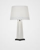 Draper Table Lamp in White Lacquer Linen and Oil Rubbed Bronze and White Linen Shade