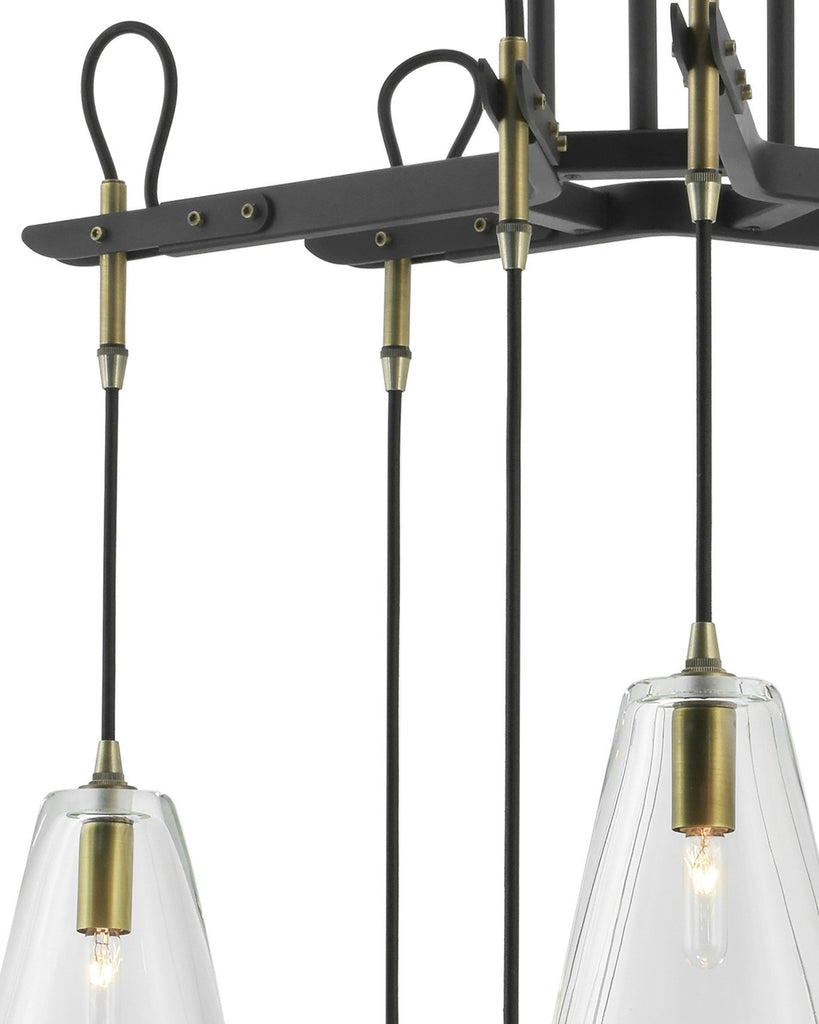Patinated Steel with Light Antique Brass accents and Clear Glass